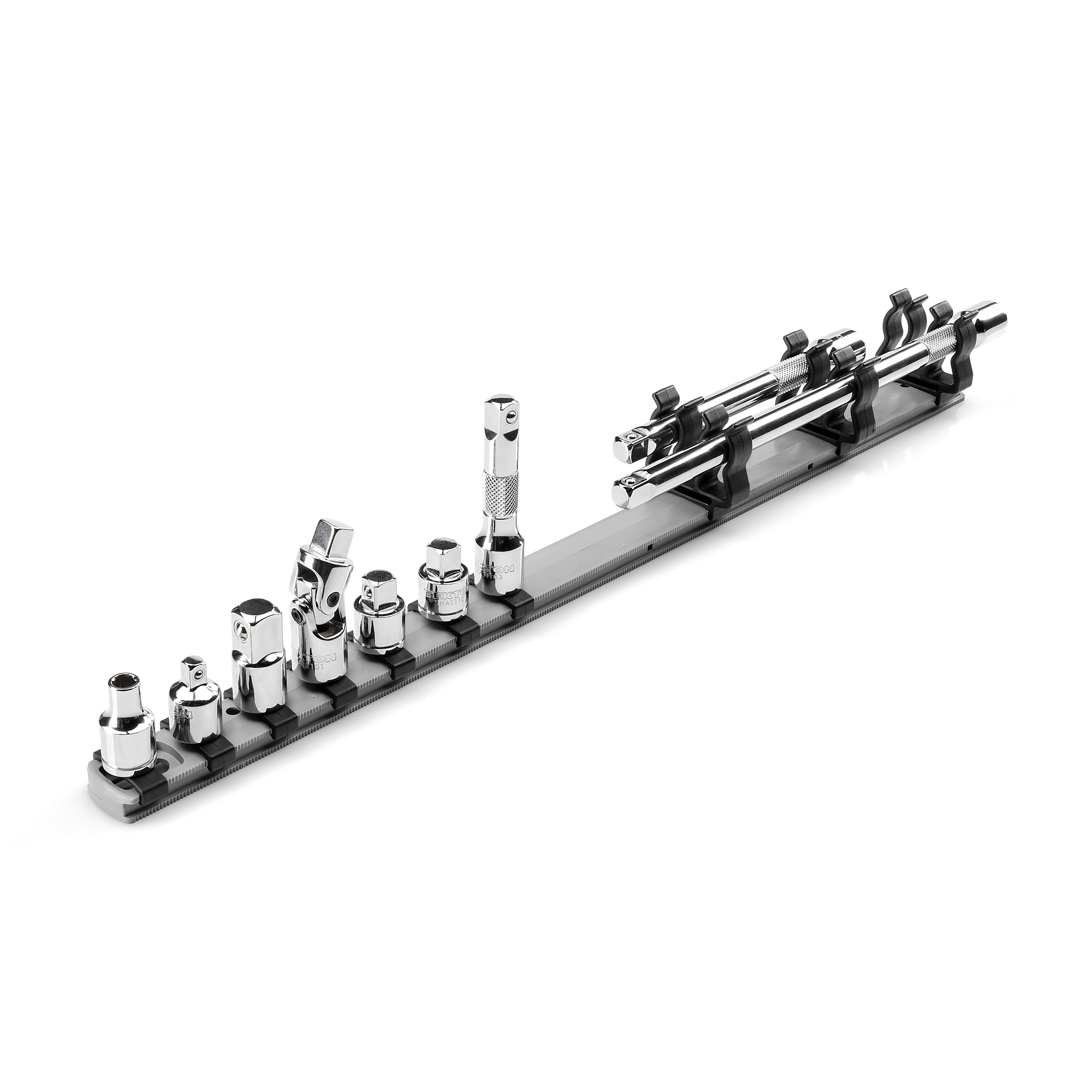 TEKTON 3/8 Inch Drive Extension and Accessory Set with Rail (9-Piece) | SHA91101